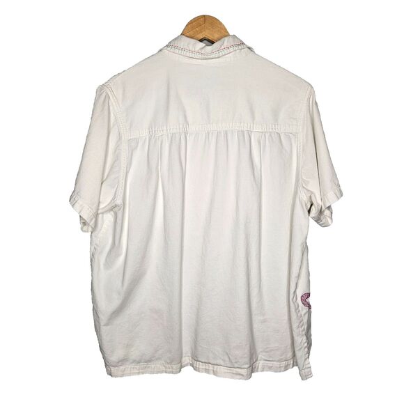 DRESS BARN Vtg Shirt Womens 1X White Applique Cats Short Sleeves Button Up - Picture 6 of 8